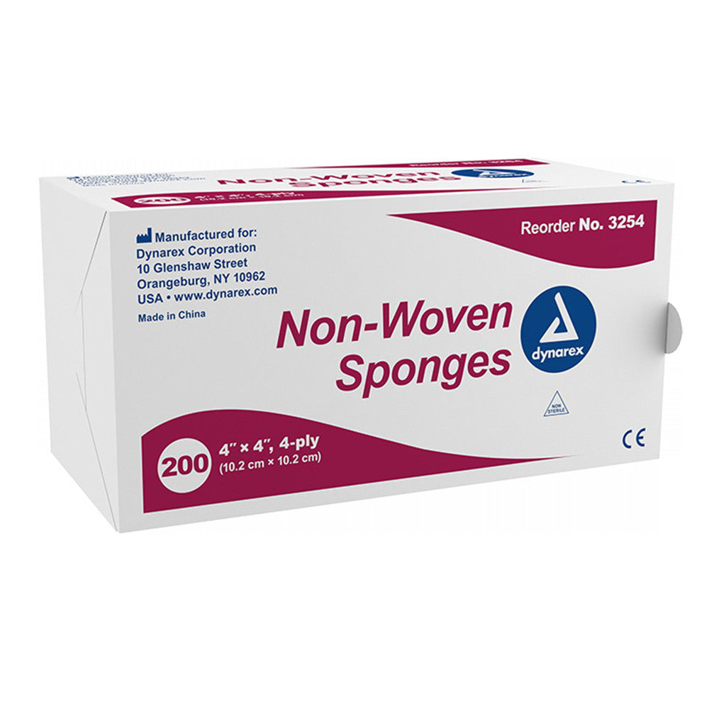 Dynarex 4 Ply Non-Woven Sponges Of 4 X 4 Inches, Non-Sterile - 200 Ea